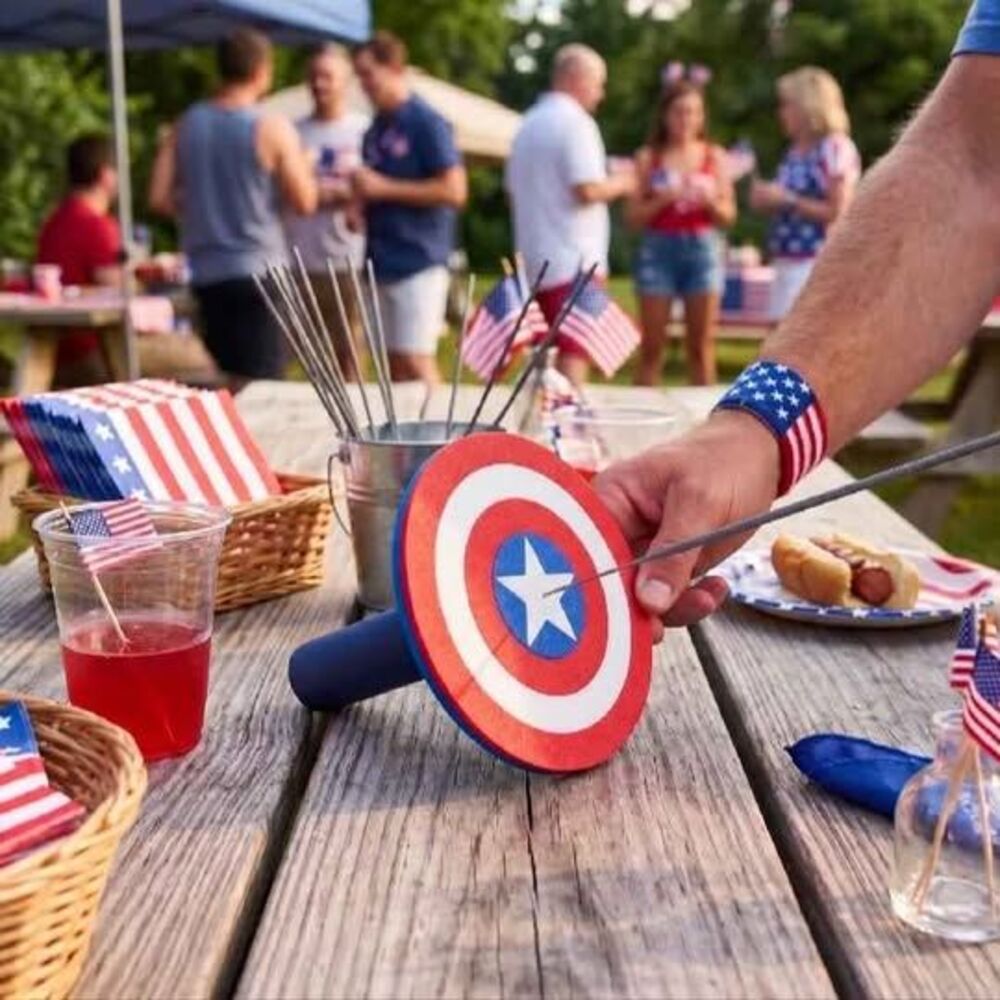 Captain America Style Sparkler Shield & Holder